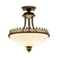 3 Lights Semi Flush Mount Traditional Bowl Shaped Frosted Glass Ceiling Light in White for Living Room Clearhalo 'Ceiling Lights' 'Close To Ceiling Lights' 'Close to ceiling' 'Glass shade' 'Glass' 'Semi-flushmount' Lighting' 226559