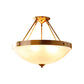 Gold 3 Lights Ceiling Mount Traditional Frosted Glass Bowl Shaped Semi Flush Light for Dining Room, 12"/16"/19.5" Wide Clearhalo 'Ceiling Lights' 'Close To Ceiling Lights' 'Close to ceiling' 'Glass shade' 'Glass' 'Semi-flushmount' Lighting' 226567