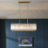 Rectangular Island Pendant Light Contemporary Tri-Prism Crystal 3 Bulbs Dining Room Ceiling Light in Gold Clearhalo 'Ceiling Lights' 'Island Lights' Lighting' 2265752