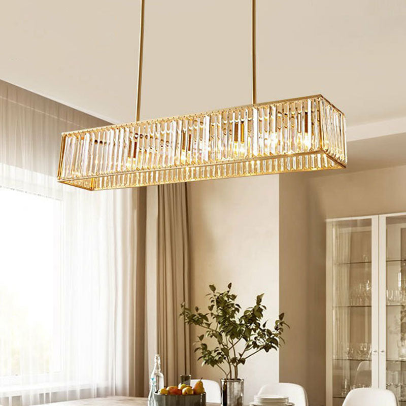 Tri-Prism Crystal Rectangle Island Light Fixture Modern Style Gold Ceiling Pendant Light Clearhalo 'Ceiling Lights' 'Island Lights' Lighting' 2265756