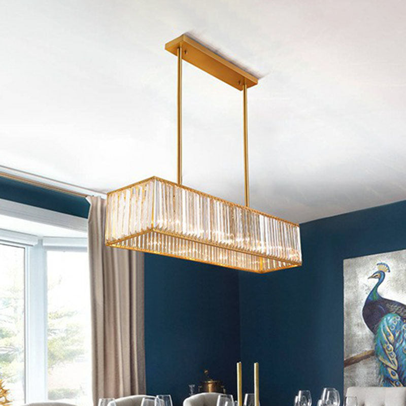 Tri-Prism Crystal Rectangle Island Light Fixture Modern Style Gold Ceiling Pendant Light Clearhalo 'Ceiling Lights' 'Island Lights' Lighting' 2265758