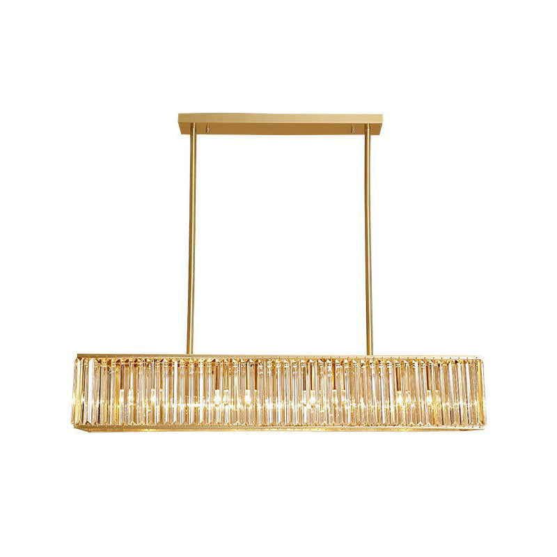 Tri-Prism Crystal Rectangle Island Light Fixture Modern Style Gold Ceiling Pendant Light Clearhalo 'Ceiling Lights' 'Island Lights' Lighting' 2265759