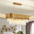 Postmodern Oval Hanging Light Prismatic Crystal 5 Heads Dining Room Island Ceiling Light in Gold Gold Clearhalo 'Ceiling Lights' 'Island Lights' Lighting' 2265762