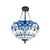 Inverted Dome Ceiling Lighting 3 Heads Stained Art Glass Tiffany Chandelier Light Fixture Blue Clearhalo 'Ceiling Lights' 'Chandeliers' 'Industrial' 'Middle Century Chandeliers' 'Tiffany Chandeliers' 'Tiffany close to ceiling' 'Tiffany' Lighting' 2265782