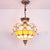 Inverted Dome Chandelier Light 3 Bulbs Gridded Glass Pendant Light Fixture for Entryway Yellow Clearhalo 'Ceiling Lights' 'Chandeliers' 'Industrial' 'Middle Century Chandeliers' 'Pendant Lights' 'Tiffany Chandeliers' 'Tiffany close to ceiling' 'Tiffany' Lighting' 2265791