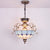 Inverted Dome Chandelier Light 3 Bulbs Gridded Glass Pendant Light Fixture for Entryway Blue Clearhalo 'Ceiling Lights' 'Chandeliers' 'Industrial' 'Middle Century Chandeliers' 'Pendant Lights' 'Tiffany Chandeliers' 'Tiffany close to ceiling' 'Tiffany' Lighting' 2265794