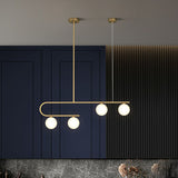 Linear Restaurant Island Pendant Light Ivory Ball Glass Postmodern LED Hanging Lamp in Gold Clearhalo 'Ceiling Lights' 'Island Lights' Lighting' 2265840
