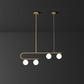 Linear Restaurant Island Pendant Light Ivory Ball Glass Postmodern LED Hanging Lamp in Gold 4 Gold Clearhalo 'Ceiling Lights' 'Island Lights' Lighting' 2265843