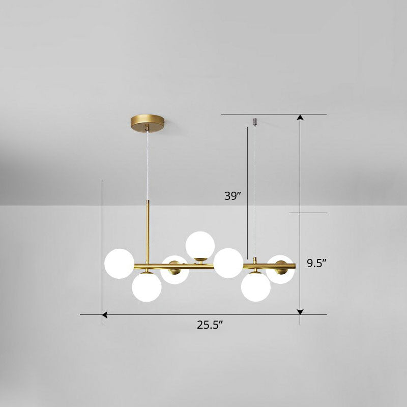 Glass Bubble Hanging Lamp Postmodernism LED Island Lighting Fixture for Dining Room 7 Gold Milk White Clearhalo 'Ceiling Lights' 'Island Lights' Lighting' 2265865