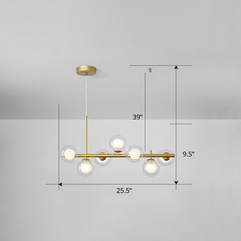 Glass Bubble Hanging Lamp Postmodernism LED Island Lighting Fixture for Dining Room 7 Gold Clear Clearhalo 'Ceiling Lights' 'Island Lights' Lighting' 2265866