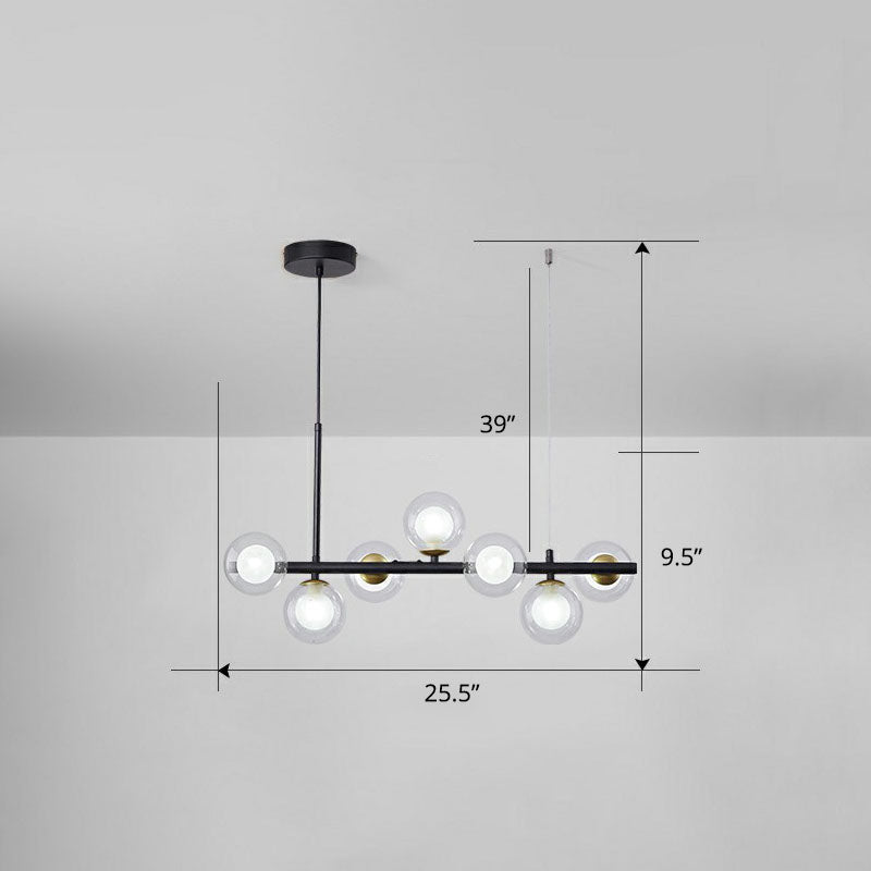 Glass Bubble Hanging Lamp Postmodernism LED Island Lighting Fixture for Dining Room 7 Black Clear Clearhalo 'Ceiling Lights' 'Island Lights' Lighting' 2265869