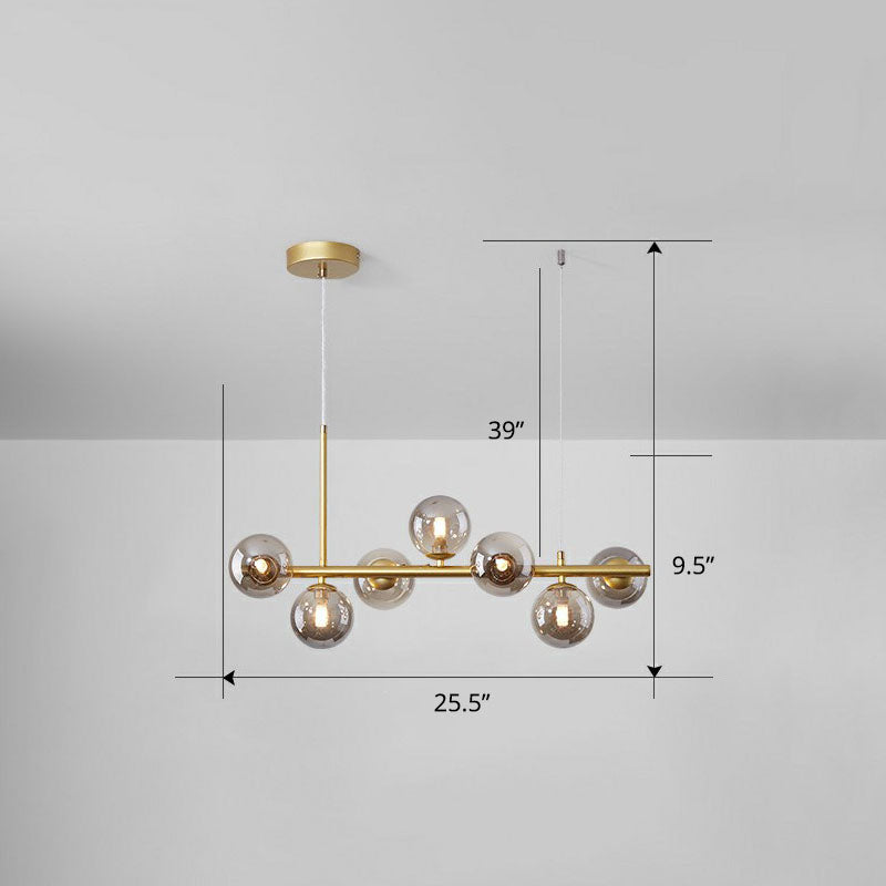 Glass Bubble Hanging Lamp Postmodernism LED Island Lighting Fixture for Dining Room 7 Gold Smoke Grey Clearhalo 'Ceiling Lights' 'Island Lights' Lighting' 2265878
