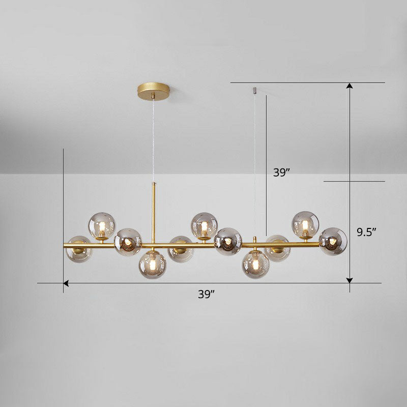 Glass Bubble Hanging Lamp Postmodernism LED Island Lighting Fixture for Dining Room 11 Gold Smoke Grey Clearhalo 'Ceiling Lights' 'Island Lights' Lighting' 2265880