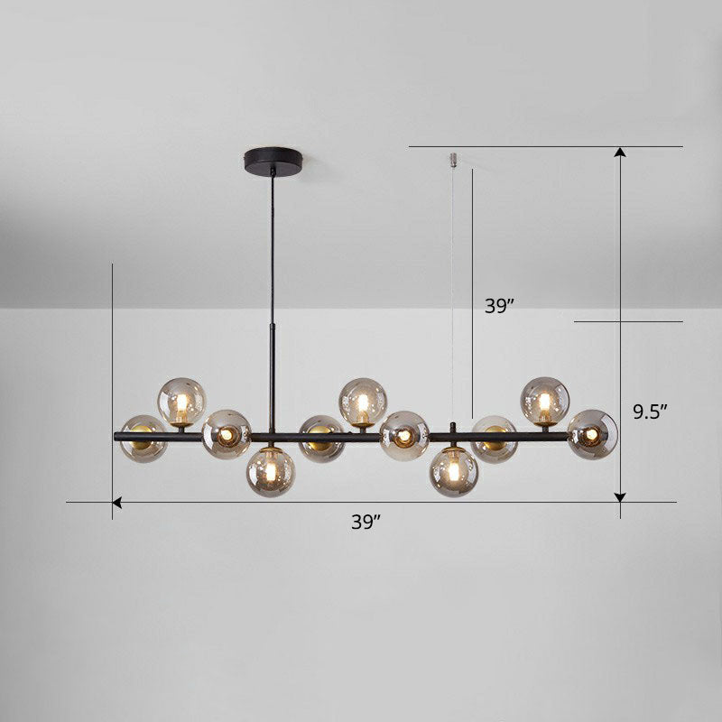 Glass Bubble Hanging Lamp Postmodernism LED Island Lighting Fixture for Dining Room 11 Black Smoke Grey Clearhalo 'Ceiling Lights' 'Island Lights' Lighting' 2265883