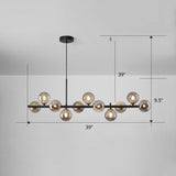 Glass Bubble Hanging Lamp Postmodernism LED Island Lighting Fixture for Dining Room 11 Black Smoke Grey Clearhalo 'Ceiling Lights' 'Island Lights' Lighting' 2265883