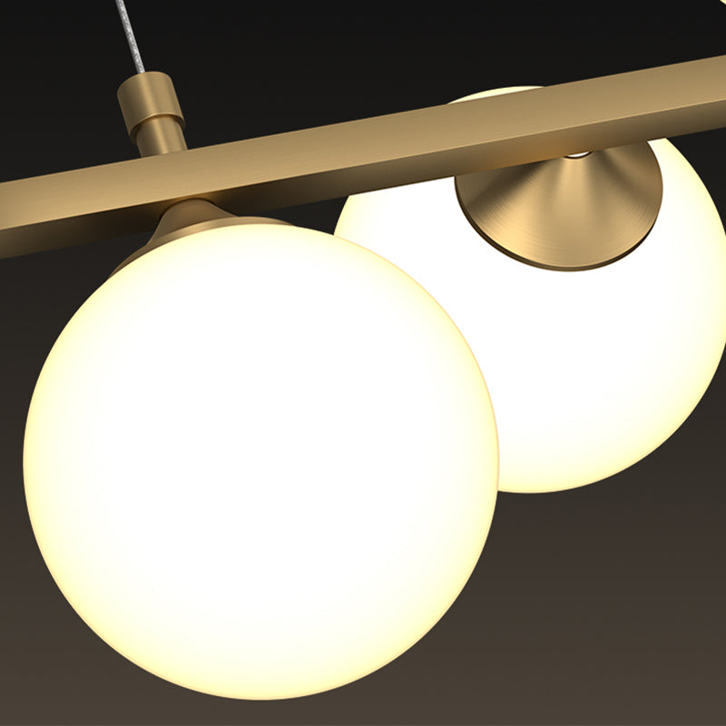 11-Light Restaurant Island Lamp Postmodern Hanging Light with Orb White Glass Shade Clearhalo 'Ceiling Lights' 'Island Lights' Lighting' 2265914