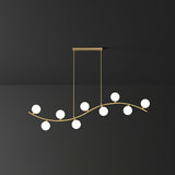 Minimalist Wavy Ceiling Pendant Milk Ball Glass Dining Room Island Lighting in Gold 9 Gold Clearhalo 'Ceiling Lights' 'Island Lights' Lighting' 2265922