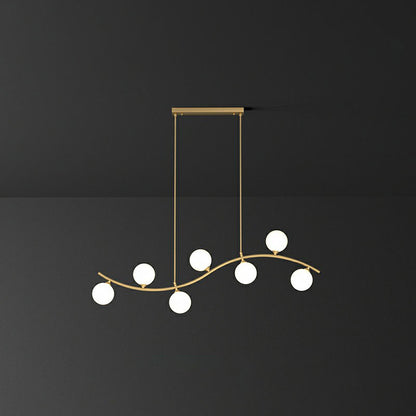 Minimalist Wavy Ceiling Pendant Milk Ball Glass Dining Room Island Lighting in Gold 7 Gold Clearhalo 'Ceiling Lights' 'Island Lights' Lighting' 2265925