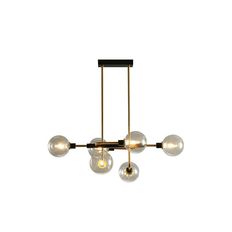 Sputnik Hanging Island Light Post-Modern Ball Glass Ceiling Pendant for Dining Room 6 Gold Clear Clearhalo 'Ceiling Lights' 'Island Lights' Lighting' 2265947
