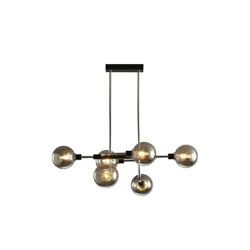 Sputnik Hanging Island Light Post-Modern Ball Glass Ceiling Pendant for Dining Room 6 Silver Smoke Grey Clearhalo 'Ceiling Lights' 'Island Lights' Lighting' 2265949