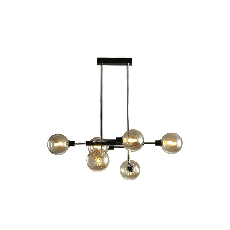 Sputnik Hanging Island Light Post-Modern Ball Glass Ceiling Pendant for Dining Room 6 Silver Amber Clearhalo 'Ceiling Lights' 'Island Lights' Lighting' 2265953