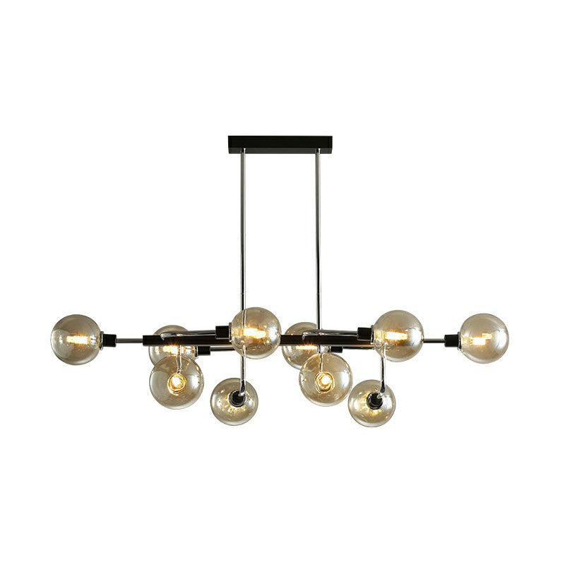 Sputnik Hanging Island Light Post-Modern Ball Glass Ceiling Pendant for Dining Room 10 Silver Amber Clearhalo 'Ceiling Lights' 'Island Lights' Lighting' 2265957