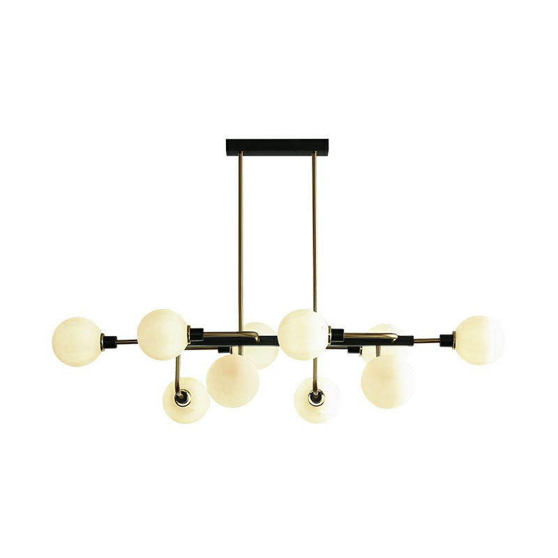 Sputnik Hanging Island Light Post-Modern Ball Glass Ceiling Pendant for Dining Room 10 Gold Milk White Clearhalo 'Ceiling Lights' 'Island Lights' Lighting' 2265959