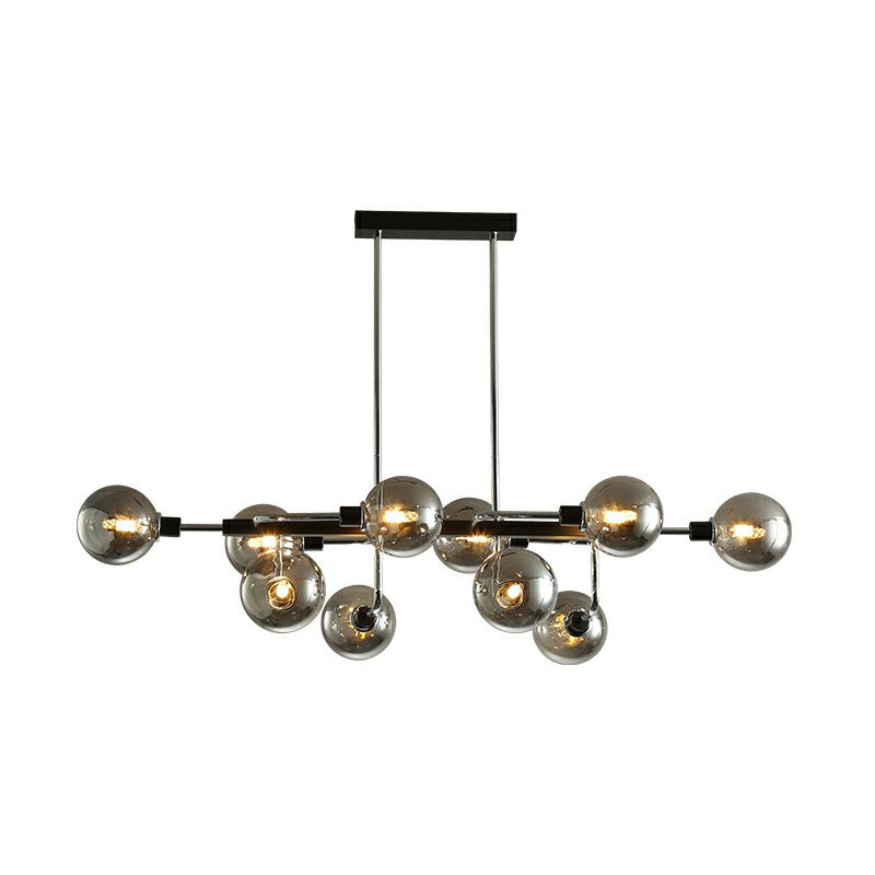 Sputnik Hanging Island Light Post-Modern Ball Glass Ceiling Pendant for Dining Room 10 Silver Smoke Grey Clearhalo 'Ceiling Lights' 'Island Lights' Lighting' 2265963