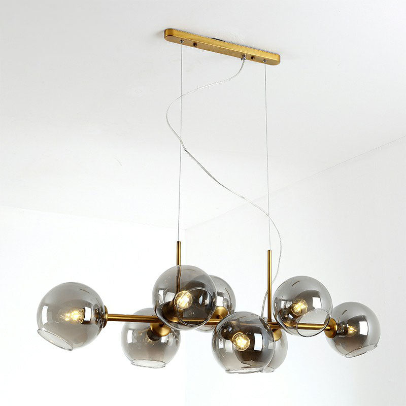 Postmodern 8-Head Island Pendant Global Hanging Light with Glass Shade for Dining Room Clearhalo 'Ceiling Lights' 'Island Lights' Lighting' 2265969