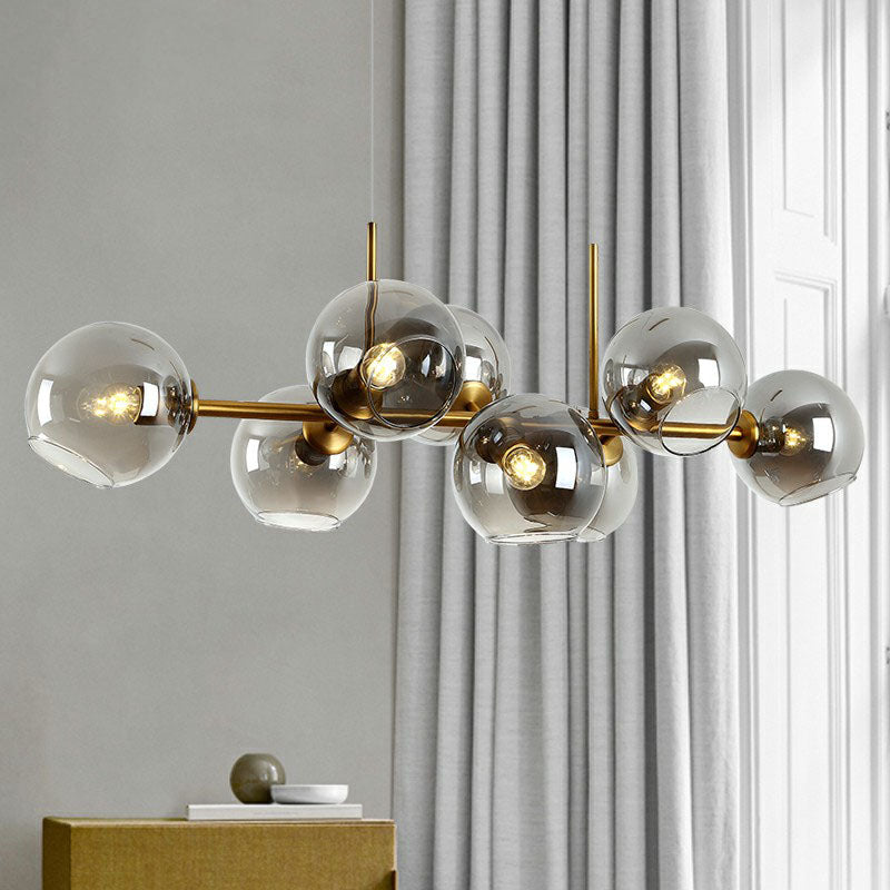 Postmodern 8-Head Island Pendant Global Hanging Light with Glass Shade for Dining Room Clearhalo 'Ceiling Lights' 'Island Lights' Lighting' 2265972