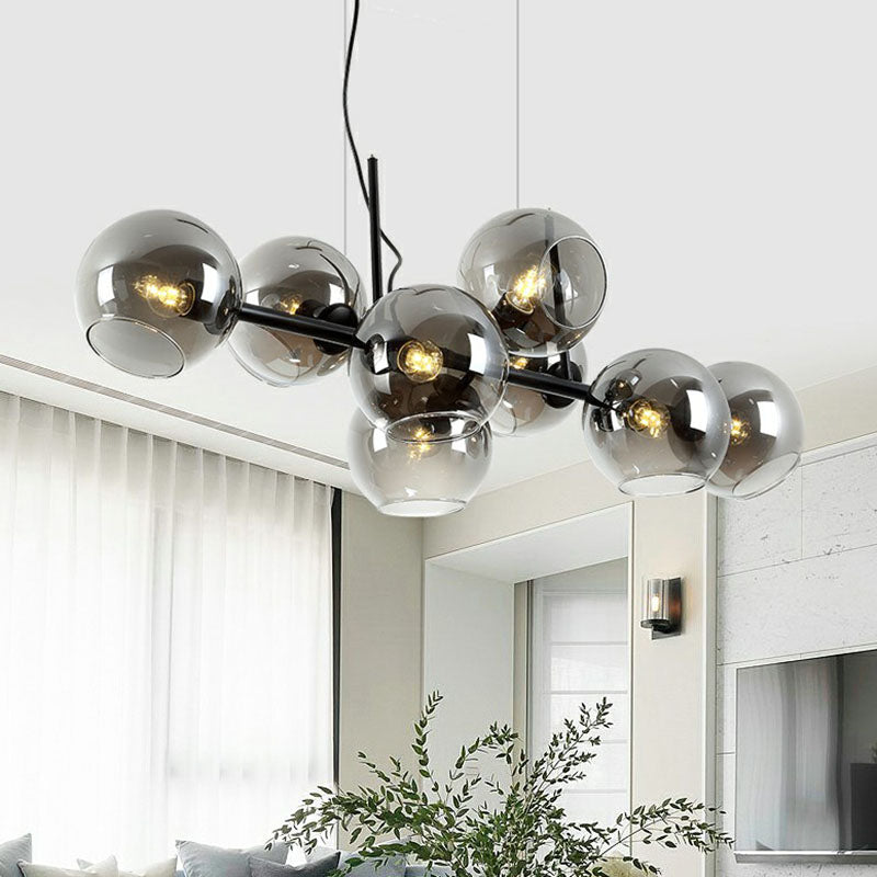 Postmodern 8-Head Island Pendant Global Hanging Light with Glass Shade for Dining Room Clearhalo 'Ceiling Lights' 'Island Lights' Lighting' 2265974