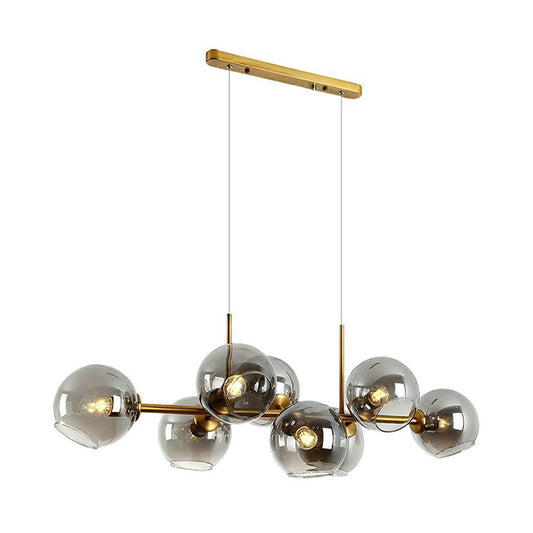 Postmodern 8-Head Island Pendant Global Hanging Light with Glass Shade for Dining Room Clearhalo 'Ceiling Lights' 'Island Lights' Lighting' 2265977
