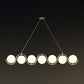Wavy Metallic Island Light Fixture Postmodern Hanging Lamp with Ball Glass Shade 7 Gold Milk White Clearhalo 'Ceiling Lights' 'Island Lights' Lighting' 2265993