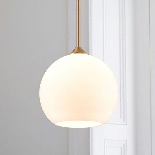 White Glass Dome Pendulum Light Simplicity Single-Bulb Brass Finish Hanging Light White Clearhalo 'Ceiling Lights' 'Modern Pendants' 'Modern' 'Pendant Lights' 'Pendants' Lighting' 2266000