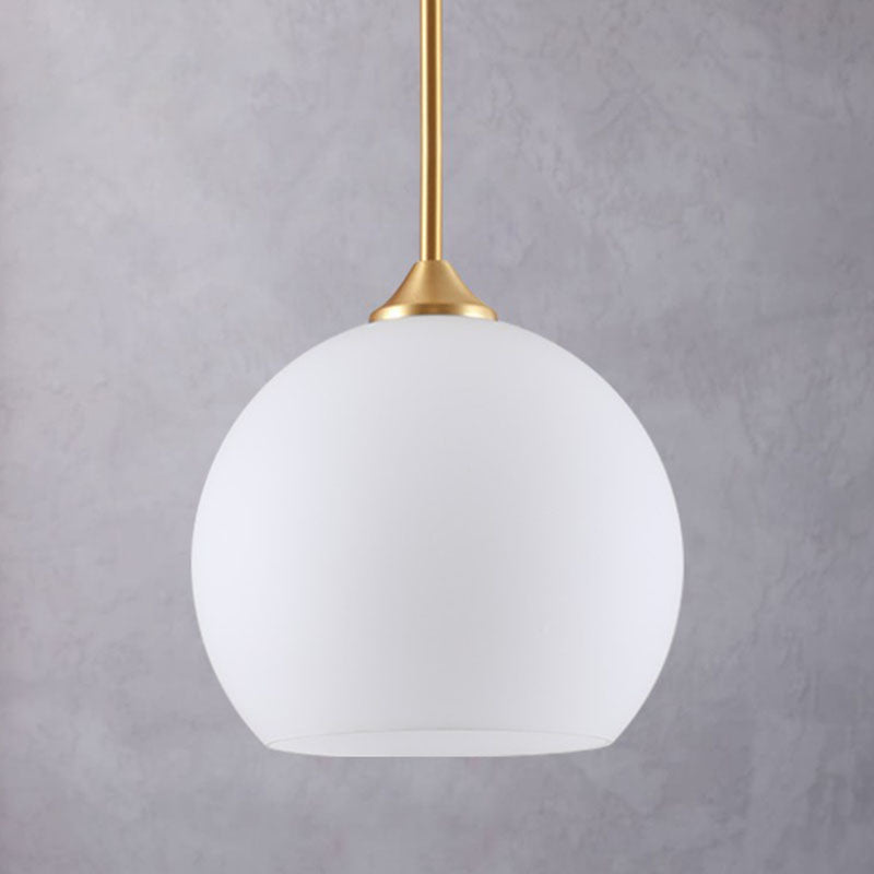 White Glass Dome Pendulum Light Simplicity Single-Bulb Brass Finish Hanging Light Clearhalo 'Ceiling Lights' 'Modern Pendants' 'Modern' 'Pendant Lights' 'Pendants' Lighting' 2266001
