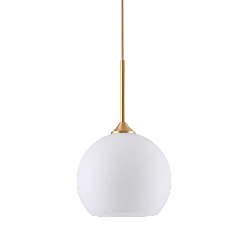White Glass Dome Pendulum Light Simplicity Single-Bulb Brass Finish Hanging Light Clearhalo 'Ceiling Lights' 'Modern Pendants' 'Modern' 'Pendant Lights' 'Pendants' Lighting' 2266003