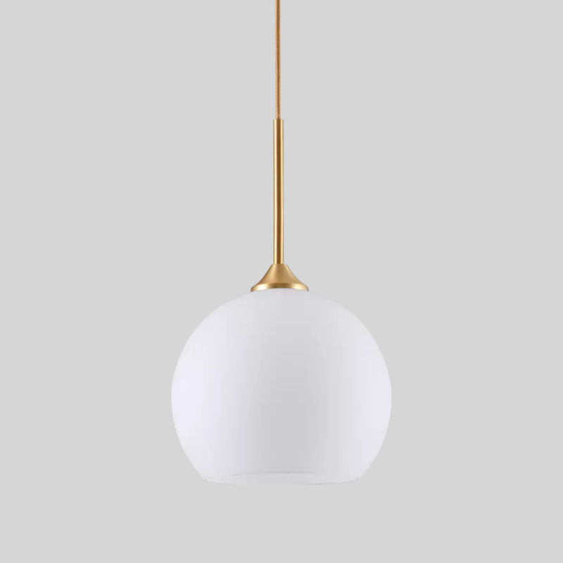White Glass Dome Pendulum Light Simplicity Single-Bulb Brass Finish Hanging Light Clearhalo 'Ceiling Lights' 'Modern Pendants' 'Modern' 'Pendant Lights' 'Pendants' Lighting' 2266004