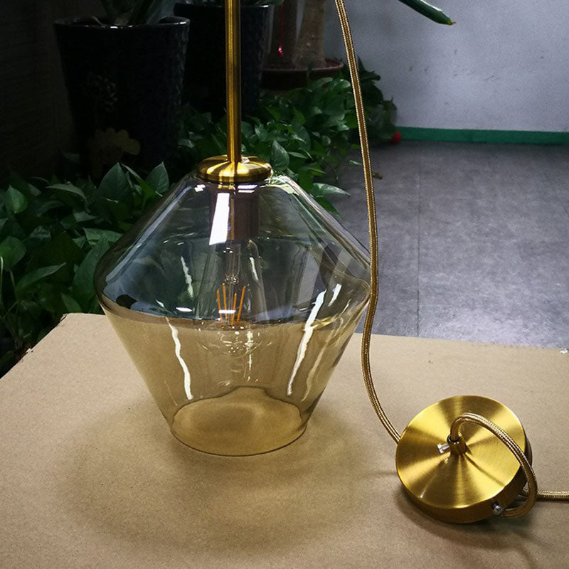 Gold Diamond Shaped Multi-Pendant Postmodern 3 Bulbs Blown Glass Hanging Ceiling Light Clearhalo 'Ceiling Lights' 'Modern Pendants' 'Modern' 'Pendant Lights' 'Pendants' Lighting' 2266011