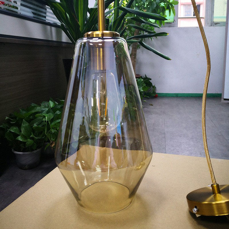 Gold Diamond Shaped Multi-Pendant Postmodern 3 Bulbs Blown Glass Hanging Ceiling Light Clearhalo 'Ceiling Lights' 'Modern Pendants' 'Modern' 'Pendant Lights' 'Pendants' Lighting' 2266014