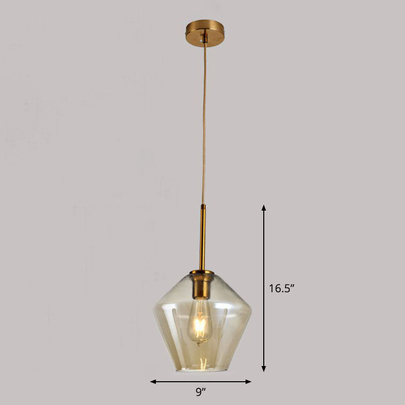 Gold Diamond Shaped Multi-Pendant Postmodern 3 Bulbs Blown Glass Hanging Ceiling Light Clearhalo 'Ceiling Lights' 'Modern Pendants' 'Modern' 'Pendant Lights' 'Pendants' Lighting' 2266016
