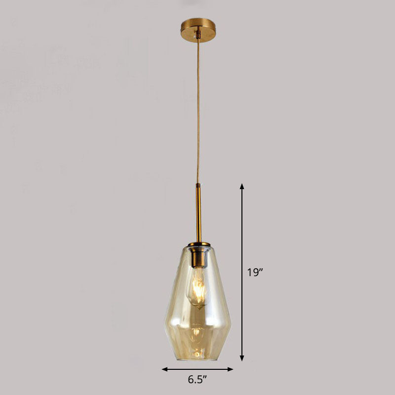Gold Diamond Shaped Multi-Pendant Postmodern 3 Bulbs Blown Glass Hanging Ceiling Light Clearhalo 'Ceiling Lights' 'Modern Pendants' 'Modern' 'Pendant Lights' 'Pendants' Lighting' 2266017