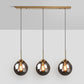 Minimalistic Spherical Multi Ceiling Light Glass 3-Bulb Dining Room Suspension Pendant in Brass Clearhalo 'Ceiling Lights' 'Modern Pendants' 'Modern' 'Pendant Lights' 'Pendants' Lighting' 2266044