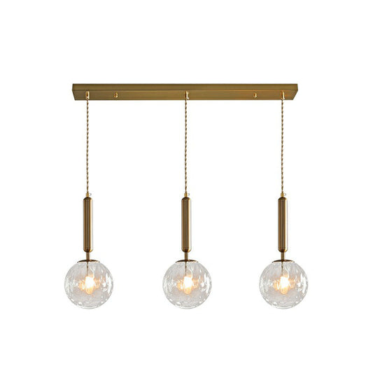 Cluster Ball Pendant Light Simplicity Honeycomb Glass 3-Head Gold Finish Hanging Light Gold Linear Clearhalo 'Ceiling Lights' 'Modern Pendants' 'Modern' 'Pendant Lights' 'Pendants' Lighting' 2266046