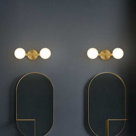 Glass Modo Vanity Lighting Postmodern Gold Finish Wall Mount Lamp for Bathroom Clearhalo 'Cast Iron' 'Glass' 'Industrial' 'Modern wall lights' 'Modern' 'Tiffany' 'Traditional wall lights' 'Vanity Lights' 'Wall Lights' Lighting' 2266065