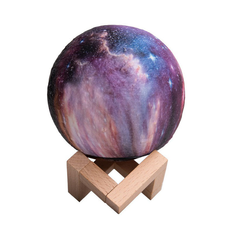 Purple Galaxy Spherical Night Lamp Kids Plastic LED Table Light with Wooden Base Clearhalo 'Lamps' 'Table Lamps' Lighting' 2266108