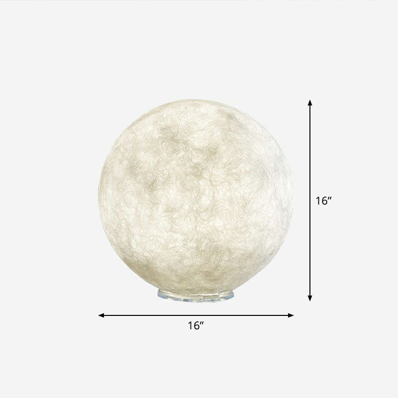 Simplicity Moon Sphere Nightstand Lamp Plastic 1-Light Bedroom Table Light in White White 16" Clearhalo 'Lamps' 'Table Lamps' Lighting' 2266111