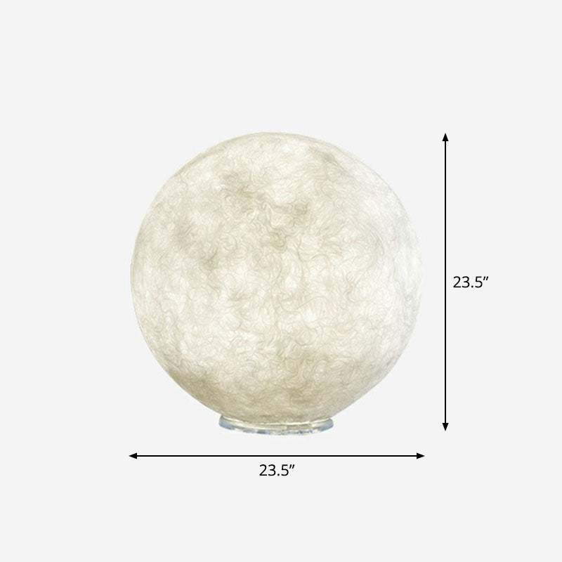 Simplicity Moon Sphere Nightstand Lamp Plastic 1-Light Bedroom Table Light in White White 23.5" Clearhalo 'Lamps' 'Table Lamps' Lighting' 2266113