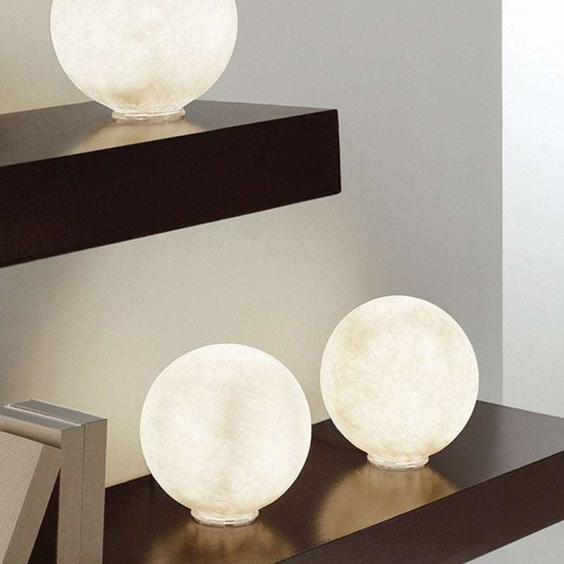 Simplicity Moon Sphere Nightstand Lamp Plastic 1-Light Bedroom Table Light in White Clearhalo 'Lamps' 'Table Lamps' Lighting' 2266114