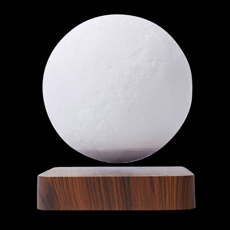 Magnetic Levitation Moon Shaped Night Light Novelty Kids Plastic LED Table Lamp with Square Wooden Base Clearhalo 'Lamps' 'Table Lamps' Lighting' 2266125