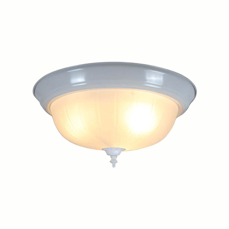 2 Lights Bowl Flush Mount Lamp Traditional White Glass Ceiling Mounted Fixture for Living Room, 13"/15" Wide Clearhalo 'Ceiling Lights' 'Close To Ceiling Lights' 'Close to ceiling' 'Flush mount' Lighting' 226613